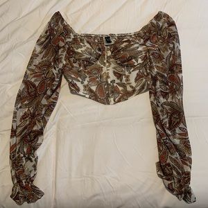 Windsor Breezy Chiffon Cropped Corset Blouse Size small